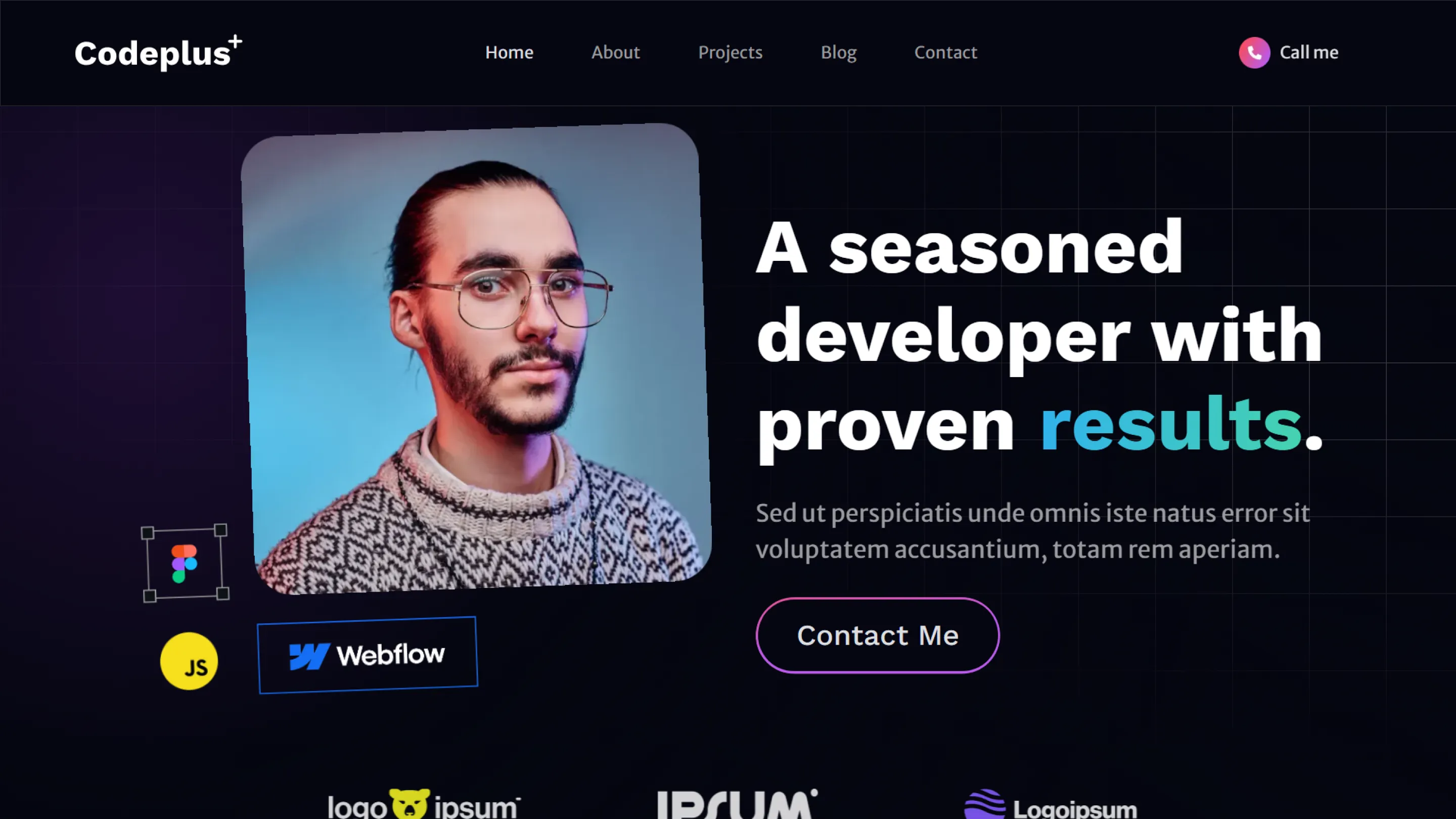 Screenshot of the codeplus template website