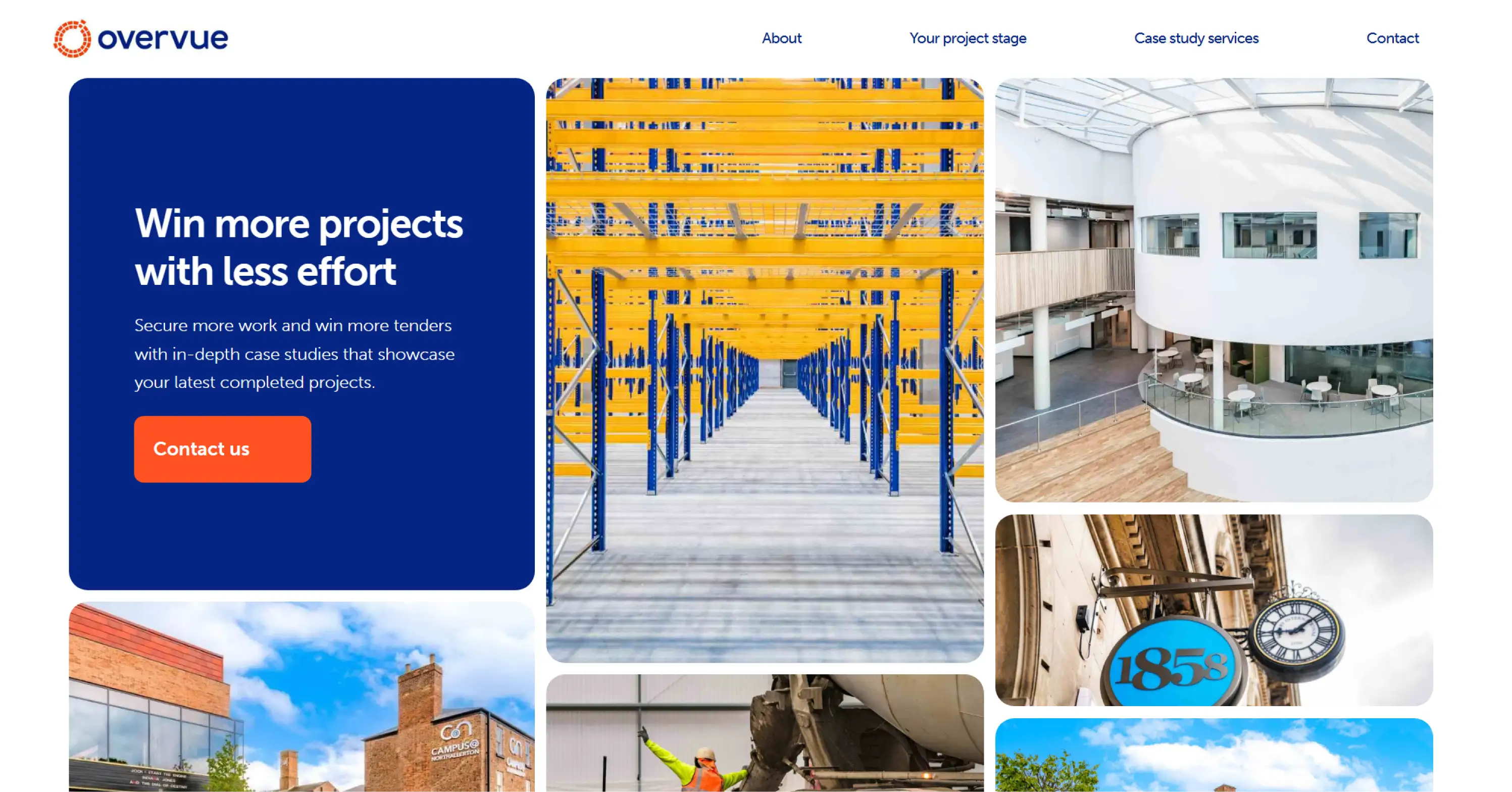 Screenshot of the Overvue website